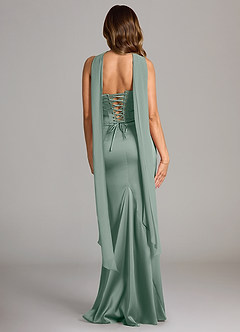 Azazie Sorrel Brautjungfernkleider Wandelbar Meerjungfrau-Linie Schulterfrei Stretch-Satin Kleid Silberner Salbei image3