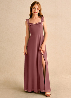 Azazie Chip Girls Formal Flower Girl Dresses Amethyst A-Line Sleeveless Chiffon Dress image1