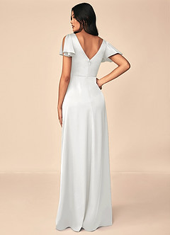 Azazie Soren Bridesmaid Dresses White A-Line Pleated Stretch Satin Dress image2