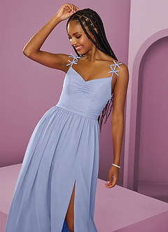 Barbie ♥ Azazie Abiti da Damigella Abito A-Line in Chiffon Plissettato Ghiaccio image11