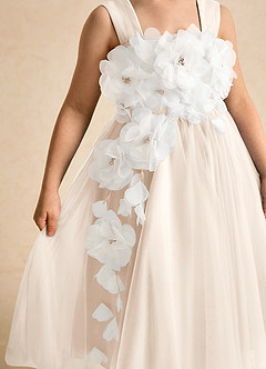 Azazie Dovey Flower Girl Dresses White Alabaster Ball-Gown Bow Tulle Dress image7