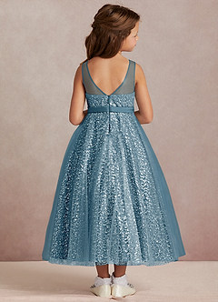 Azazie Siwa Flower Girl Dresses Bermuda A-Line Beaded Tulle Dress image3