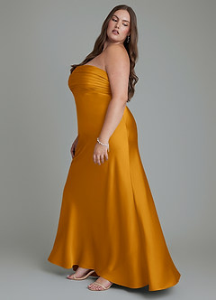 Azazie Saylor Bridesmaid Dresses Butterscotch Mermaid Strapless Stretch Satin Dress image13