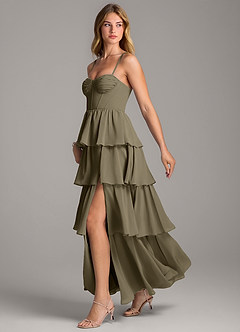 Azazie Alanna Bridesmaid Dresses Willow Green A-Line Sweetheart Neckline Chiffon Dress image4