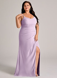 Azazie Deandra Bridesmaid Dresses Frosted Lilac Mermaid Pleated Chiffon Dress image11