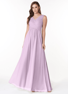 Azazie Flora Robes de demoiselle d'honneur Robe Trapèze en Mousseline de soie Plissée Frostiges Flieder image1