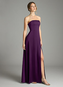Azazie Wren Bridesmaid Dresses Grape A-Line Strapless Stretch Satin Convertible Dress image1
