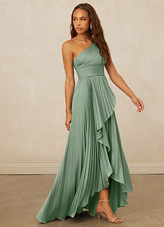 Christian Siriano Bridal for Azazie 1008 Bridesmaid Dresses Matcha A-Line One Shoulder Stretch Satin Dress image4