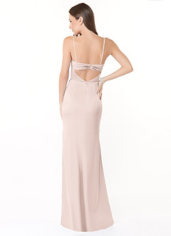 Azazie Leonis Bridesmaid Dresses Blushing Pink Mermaid Pleated Stretch Satin Convertible Dress image3