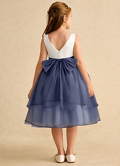 Azazie Rene Flower Girl Dresses Ivory Stormy A-Line Bow Tulle Dress image2