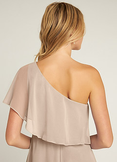 Azazie Lizzy Brautjungfernkleider A-Linie One-Shoulder Chiffon Kleid Taupe image3