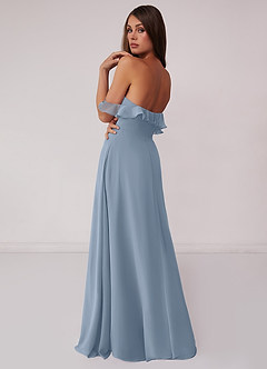 Barbie ♥ Azazie Jurken voor bruidsmeisjes Converteerbaar Jurk van Chiffon met A-Lijn Off the Shoulder Stoffig Blauw image2