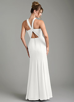 Azazie Rue Bridesmaid Dresses White A-Line Halter Chiffon Dress image2
