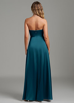 Azazie Niveah Bridesmaid Dresses Ink Blue A-Line Strapless Stretch Satin Convertible Dress image8