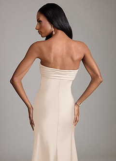 Azazie Saylor Brudtärnklänningar Klä av Sjöjungfru i Stretch Satin Axelbandslös Vit Alabaster image6