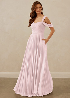 Christian Siriano Bridal for Azazie 1013 Bridesmaid Dresses Blushing Pink A-Line Off the Shoulder Chiffon Dress image1