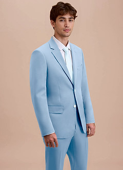 front Ethan Sky Blue Refined Weave Performance Suit Jacket