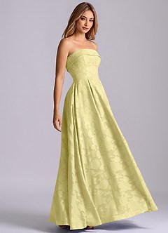 Azazie Lucienne Bridesmaid Dresses Lemon Sorbet A-Line Strapless Floral Burnout Dress image1