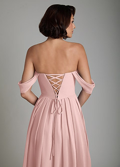 Azazie Loisa Robes de demoiselle d'honneur Robe Trapèze Convertible en Mousseline de soie Corset Rose Poudré image4