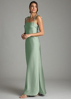 Azazie Ellia Abiti da Damigella Abito Tubino in Raso Elasticizzato Fiocco Agave image4