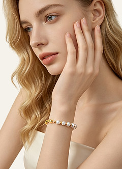 front Organic Gold & Pearl Bracelet