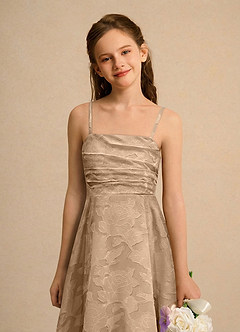 Azazie Pebbles Junior Formal vestidos de niña de las flores Vestido de Champán de Devorado Floral de Corte En A con Plisado image2