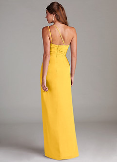 Azazie Eren Bridesmaid Dresses Marigold Sheath One Shoulder Chiffon Dress image7
