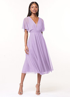 Azazie Tinsley Bridesmaid Dresses Lilac A-Line Pleated Mesh Dress image1