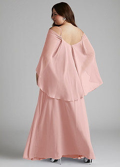 Azazie Cienna Bridesmaid Dresses Powder Pink A-Line Long Sleeve Chiffon Dress image8