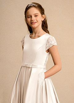 Azazie Bunny Girls Formal Flower Girl Dresses White Alabaster Ball-Gown Lace Dress image4