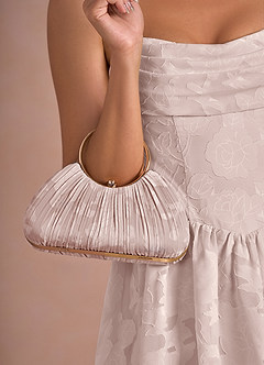 front Matching Color Floral Burnout Pleated Handbag