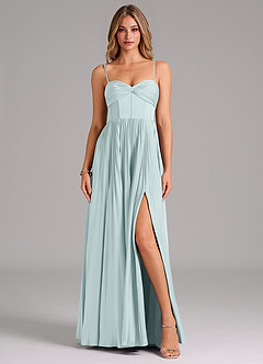 Azazie Tyla Bridesmaid Dresses Mist A-Line Sweetheart Neckline Stretch Satin Dress image1
