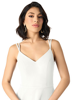 Azazie Janine Bridesmaid Dresses White A-Line V-Neck Chiffon Dress image3