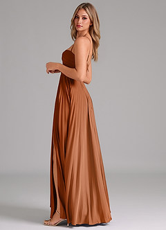 Azazie Akiko Robes de demoiselle d'honneur Robe Trapèze en Satin extensible Encolure en Forme de Cœur Cuivre image7
