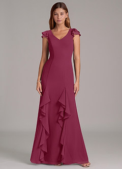 Azazie Nessa Abiti da Damigella Abito A-Line in Chiffon Gelso image3