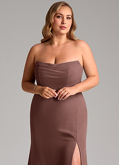 Azazie Saige Bridesmaid Dresses Espresso A-Line Off the Shoulder Chiffon Convertible Dress image11