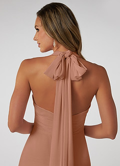 Azazie Fifi Robes de demoiselle d'honneur Robe Trapèze Convertible en Mousseline de soie Sans bretelle Bronze image4
