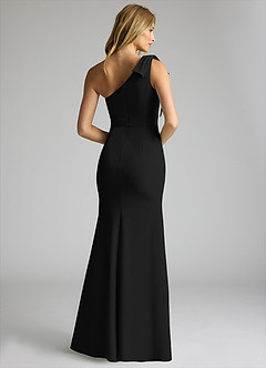 Azazie Rinna Bridesmaid Dresses Black Mermaid One Shoulder Stretch Crepe Dress image2