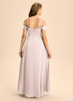 Azazie Anselie Junior Robe Trapèze en Satin extensible Épaule décolletée Rose Pâle image2