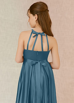Azazie Arianthe Junior Bermuda A-Line with Pockets Stretch Satin Dress image7