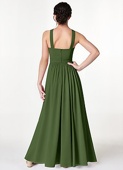 Azazie Jiya Junior Olive A-Line Pleated Mesh Dress image2
