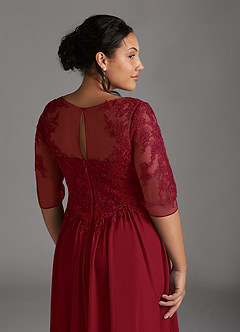 Azazie Harriet Mother of the Bride Dresses Burgundy A-Line Scoop lace Mesh Dress image8