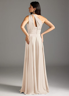 Azazie Charlize Bridesmaid Dresses White Alabaster A-Line One Shoulder Stretch Satin Dress image14