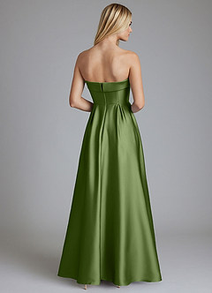 Azazie Lucienne Vestidos de damas de honor Vestido de Enebro de Satén Elástico de Corte en A Convertible con Sin tirantes image2