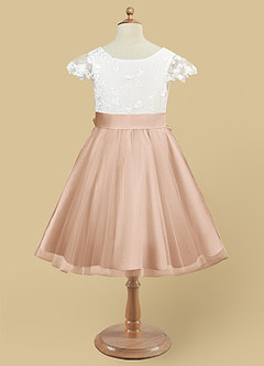 Azazie Vetty Flower Girl Dresses Ivory English Rose A-Line Lace Tulle Dress image9