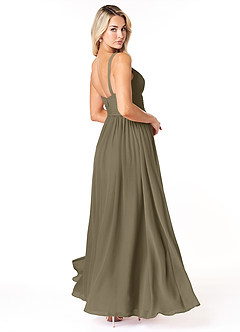 Azazie Chanel Bridesmaid Dresses Willow Green A-Line Pleated Chiffon Dress image5