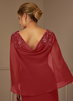 Azazie Carmela Mère de la mariée Robes Robe Fourreau en Mousseline de soie Dentelle Rouille image7