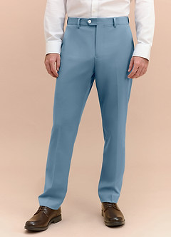 James Light Blue Structured Stretch Dress Pants