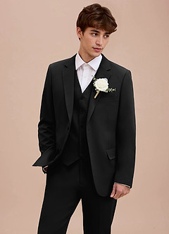 front Ethan Negro Traje de tres piezas de tejido refinado