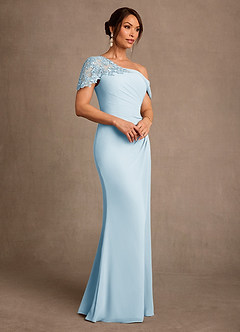 Azazie Sally Mère de la mariée Robes Robe Fourreau en Mousseline de soie Dentelle Bleu Ciel image2